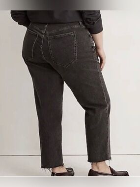 Madewell Perfect Vintage cropped Raw Hem Jeans Lunar Wash Black Size 28W